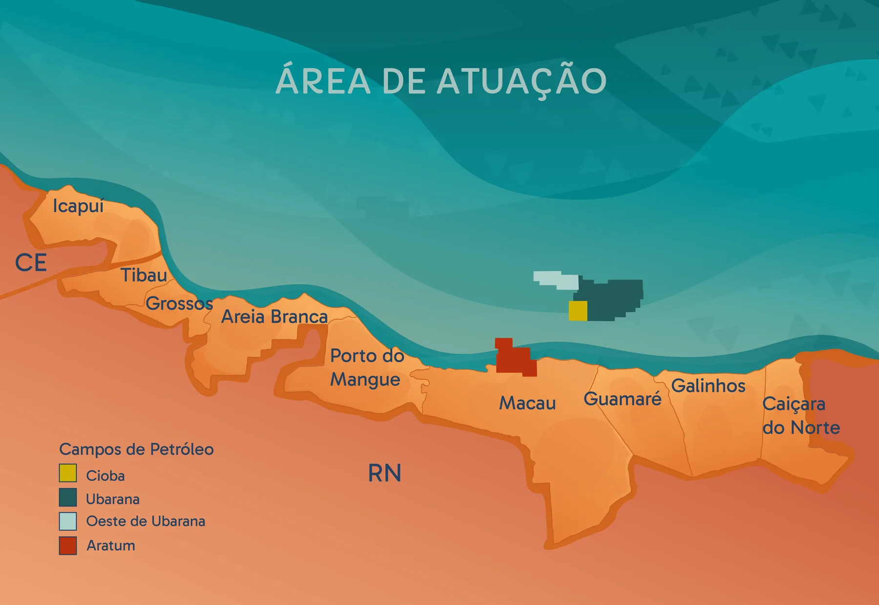Mapa interativo mostra municípios e campos de petróleo
